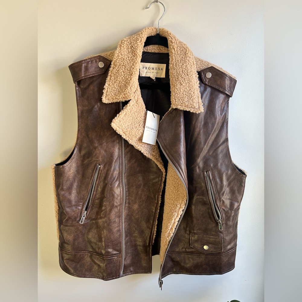 Promesa Wild One Vegan Leather/Fleece Motorcycle Vest